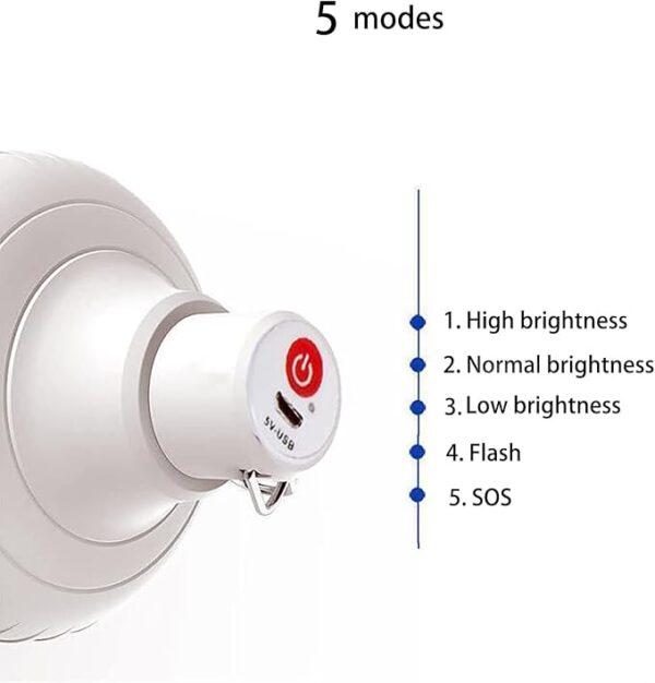 Bombilla LED de emergencia multifuncional con carga USB, capaz de recargar dispositivos móviles, ideal para cortes de energía, campamento en tienda de campaña, pesca (blanco/LED-100W) - Imagen 4