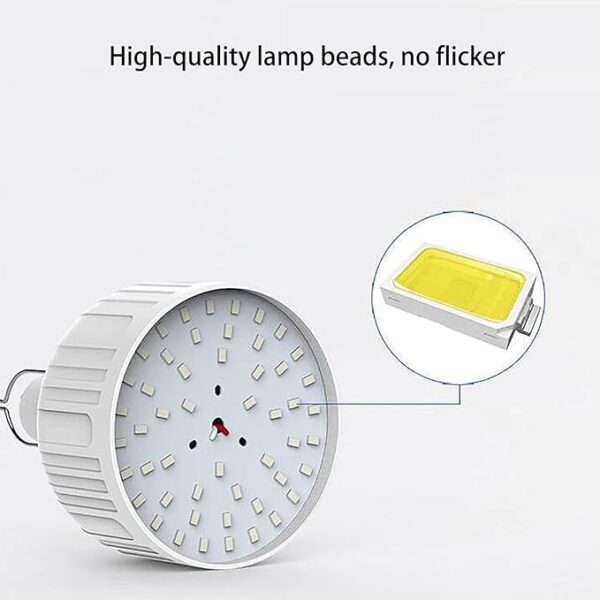 Bombilla LED de emergencia multifuncional con carga USB, capaz de recargar dispositivos móviles, ideal para cortes de energía, campamento en tienda de campaña, pesca (blanco/LED-100W) - Imagen 2